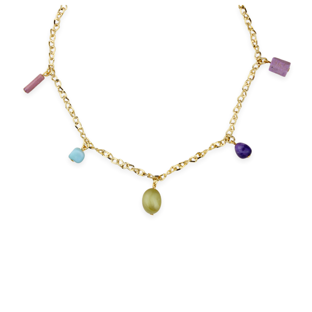 5 Stone Charm Necklace