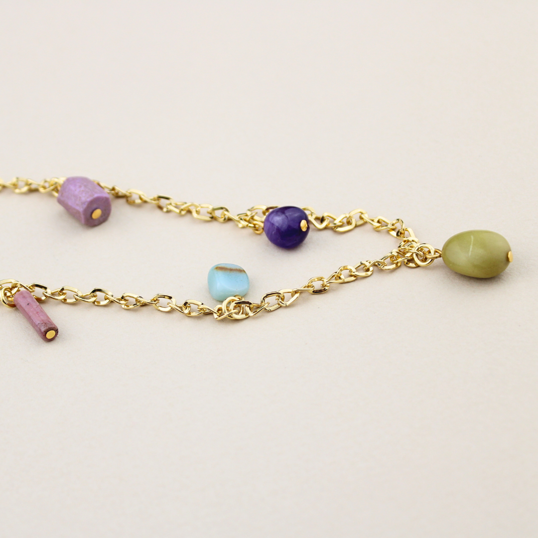5 Stone Charm Necklace