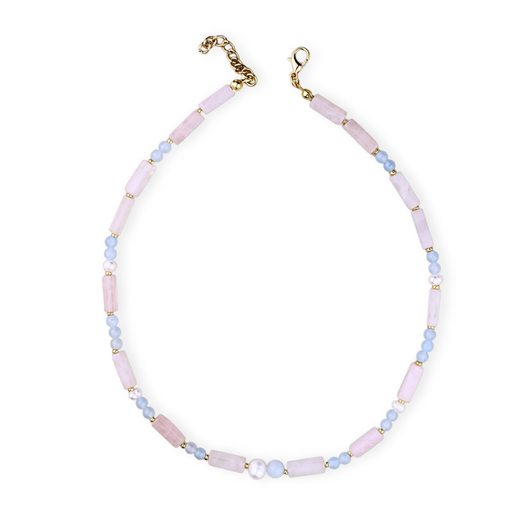 Soft Pink & Aquamarine Kolye