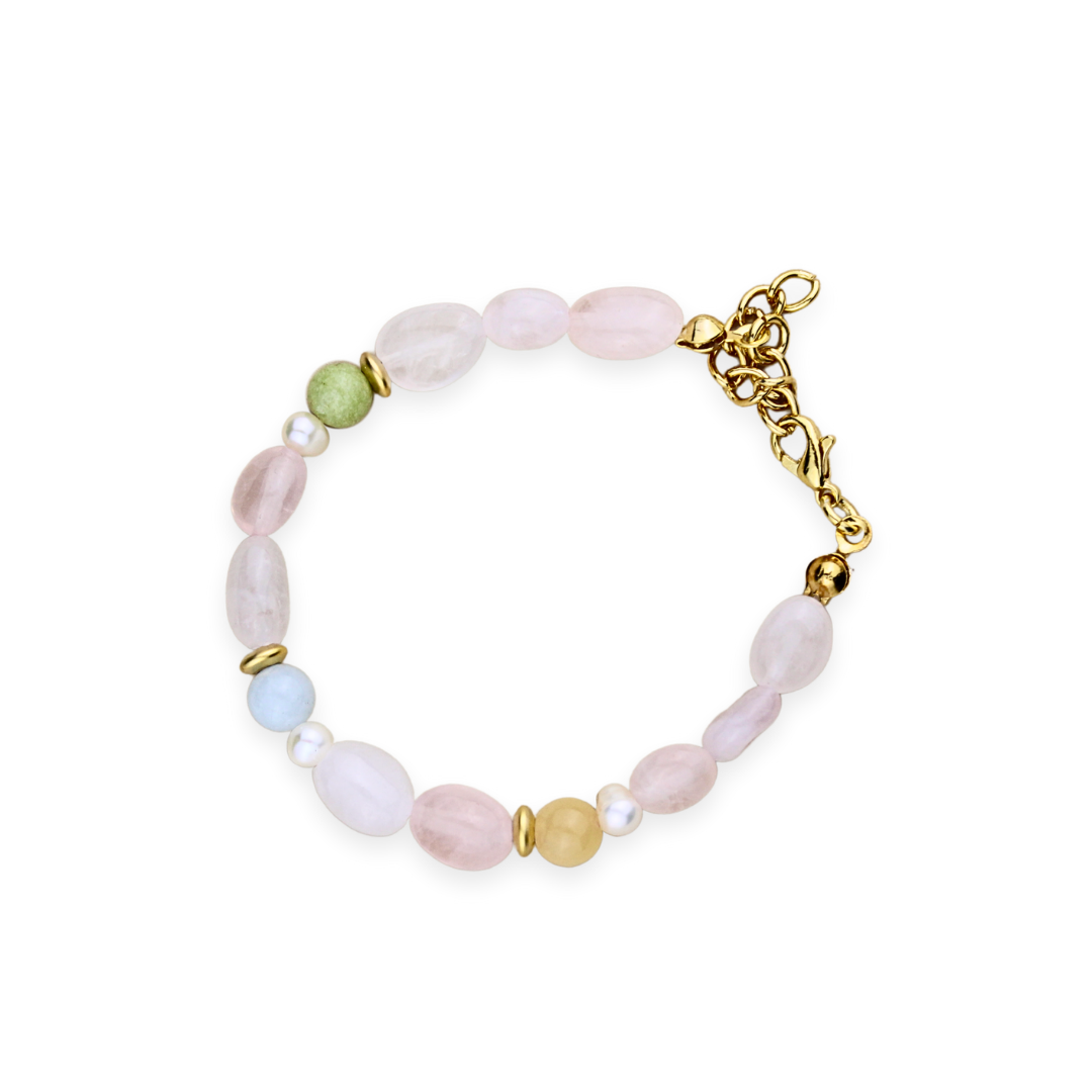 3 Stone with Pink Quartz Bracelet