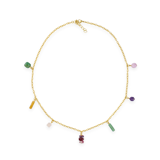 7 Stone Charm Necklace