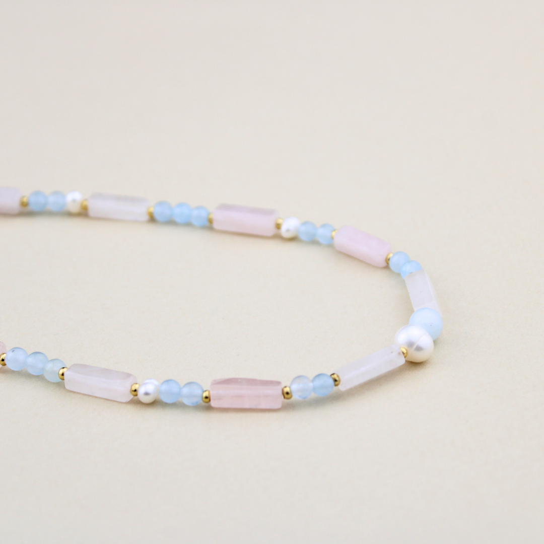 Soft Pink & Aquamarine Kolye