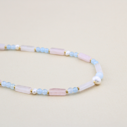 Soft Pink & Aquamarine Kolye